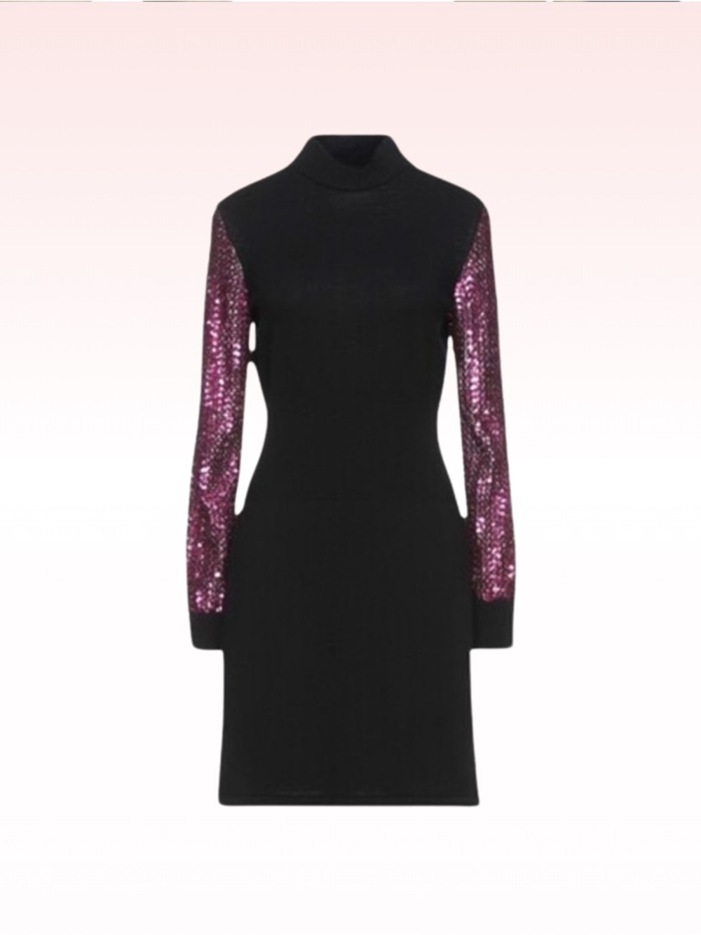 Nwt MOSCHINO Couture Black Sweater Mock Neck Dress Sequin Sleeves